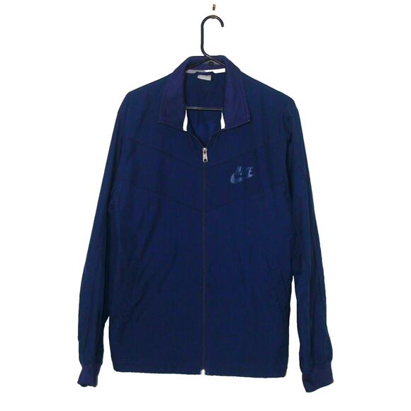 Nike Men's Full Zip Jacket Mesh Lining Navy Blue Size M - Athletic Windbreaker - Picture 1 of 5